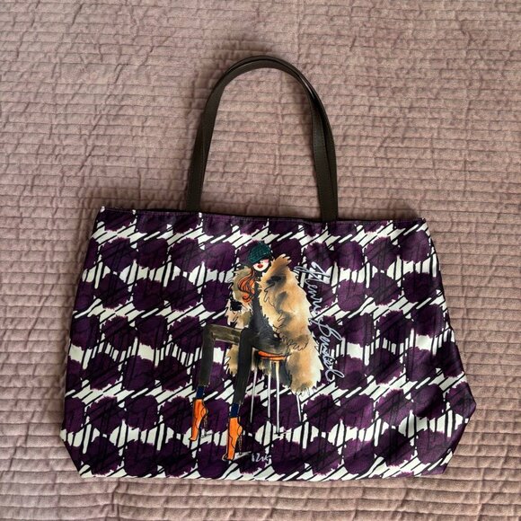 Henri Bendel Izak Zenou Nylon Reversible Shopper Tote Bag - Picture 1 of 10